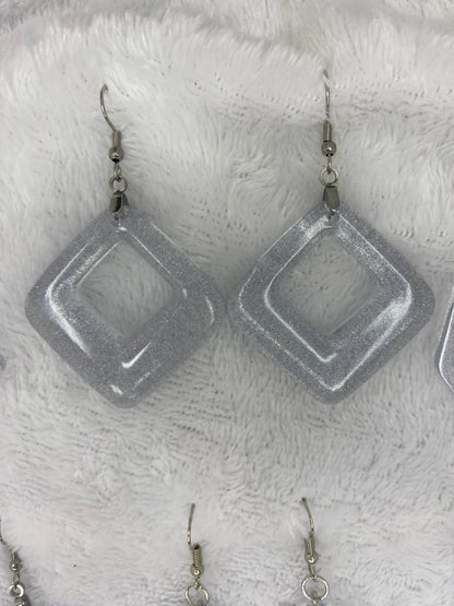 Holographic Silver Glitter Earrings