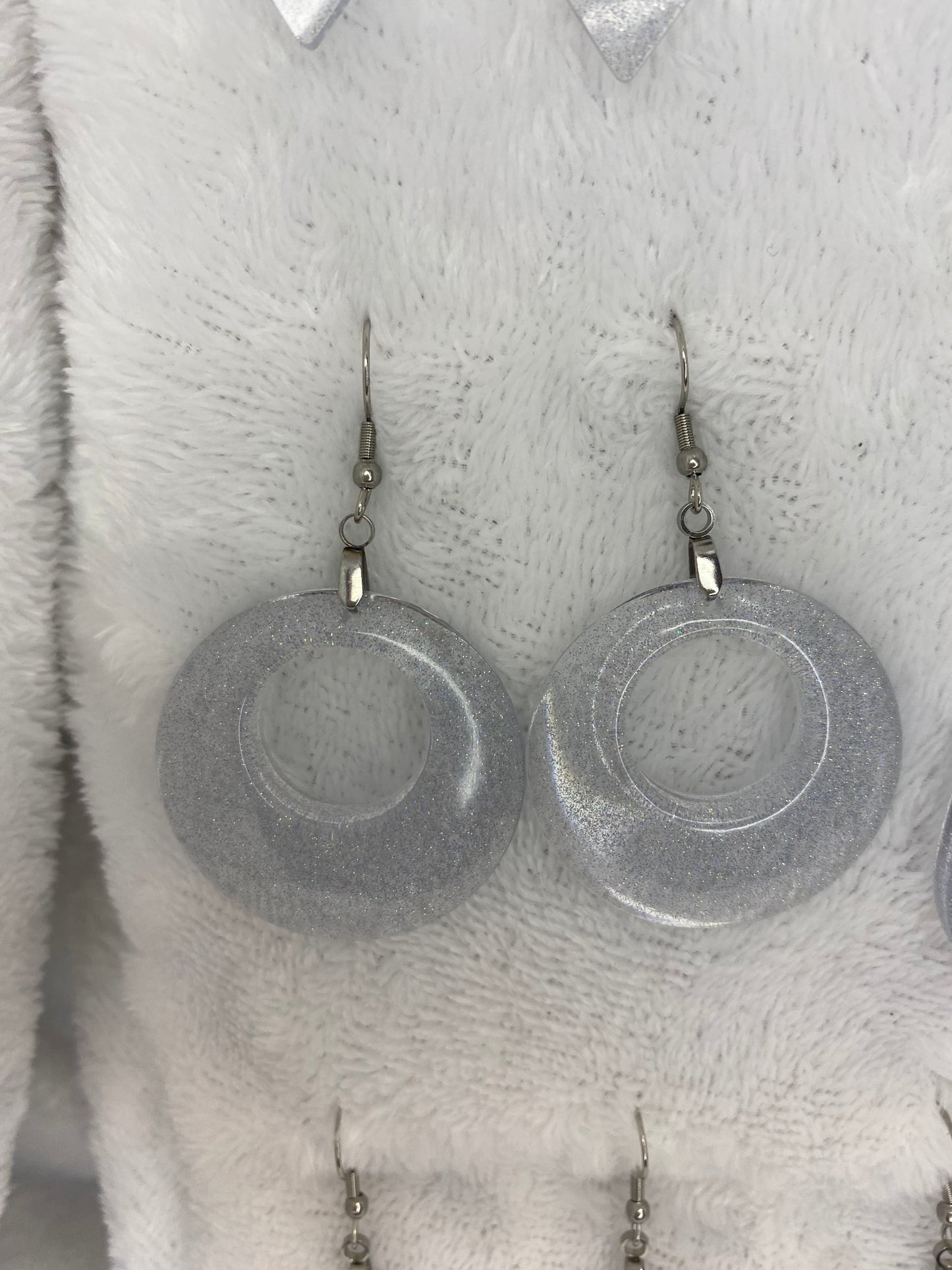 Holographic Silver Glitter Earrings