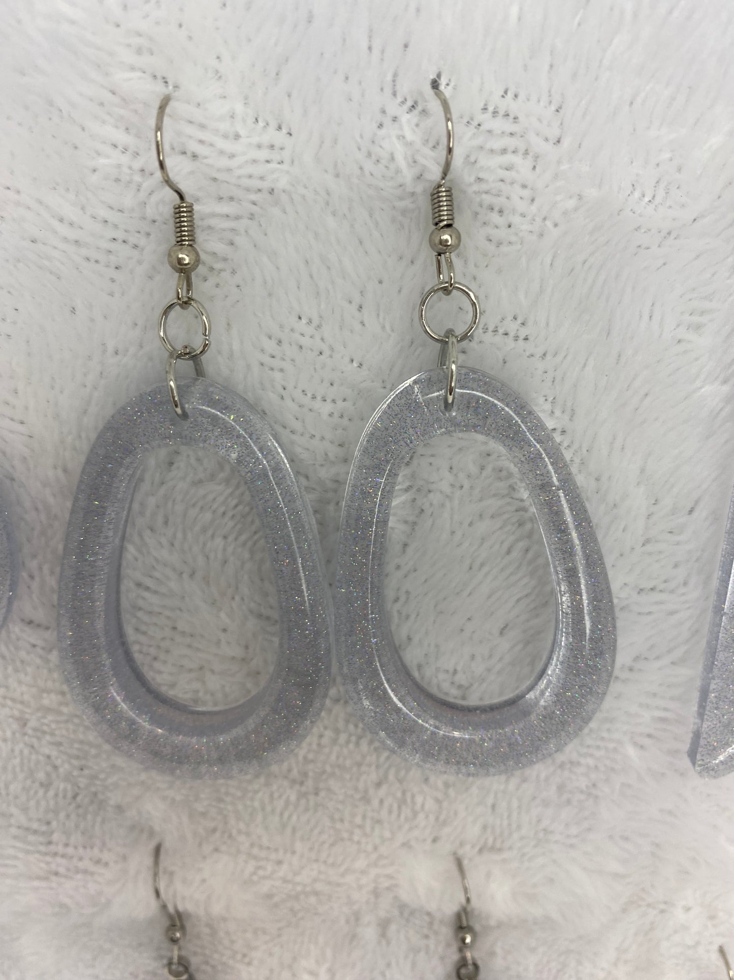 Holographic Silver Glitter Earrings