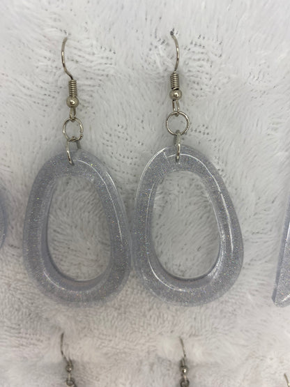 Holographic Silver Glitter Earrings