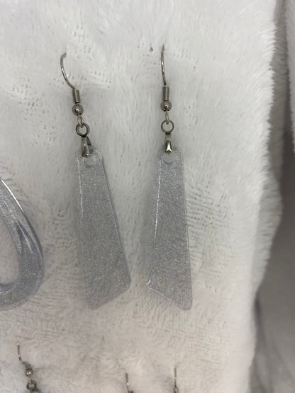 Holographic Silver Glitter Earrings