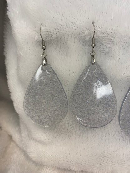 Holographic Silver Glitter Earrings