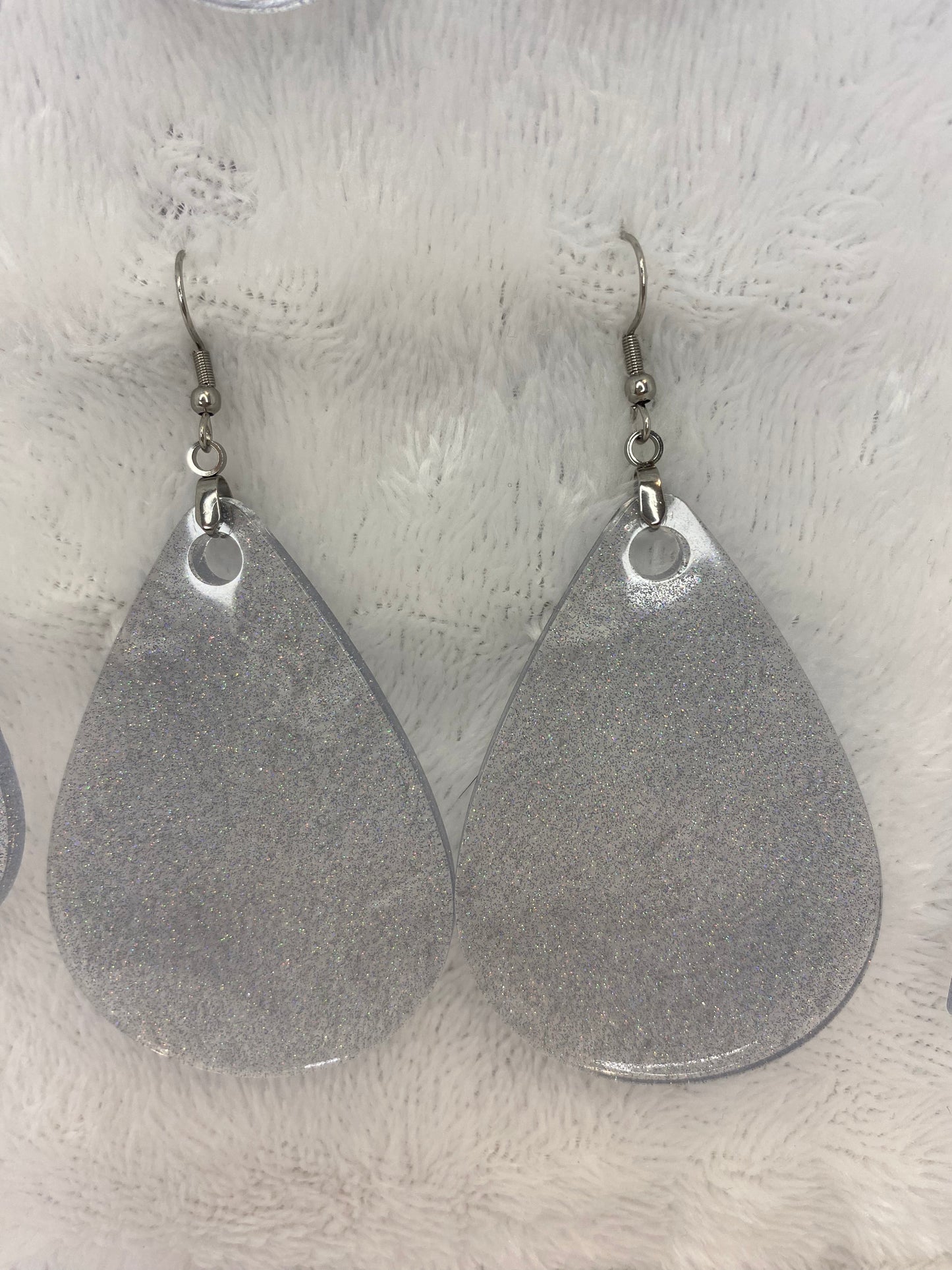 Holographic Silver Glitter Earrings