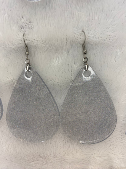 Holographic Silver Glitter Earrings