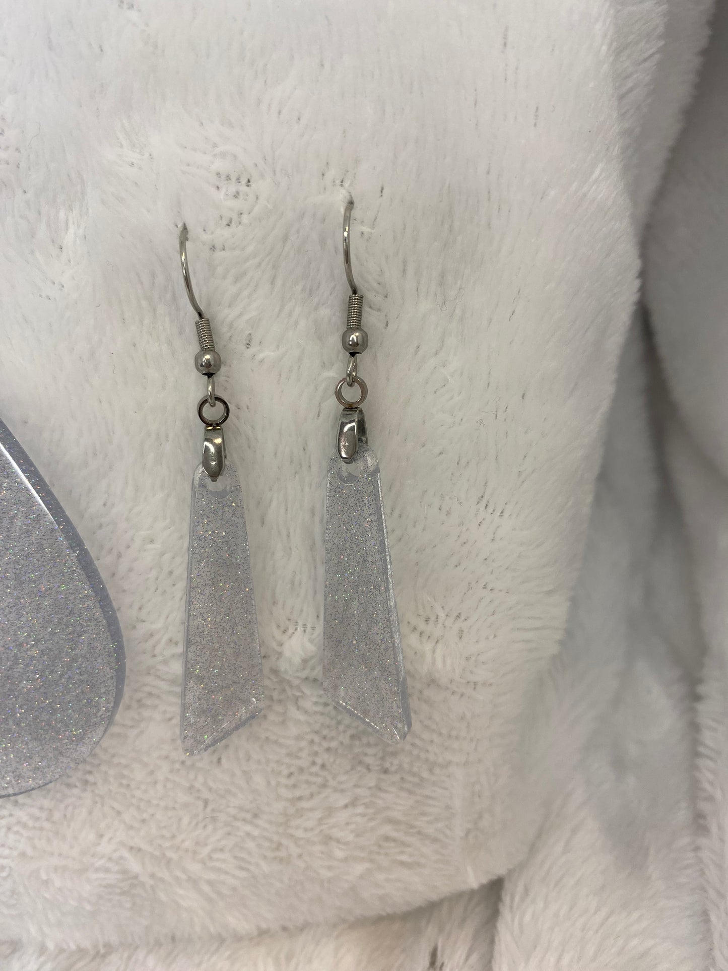 Holographic Silver Glitter Earrings