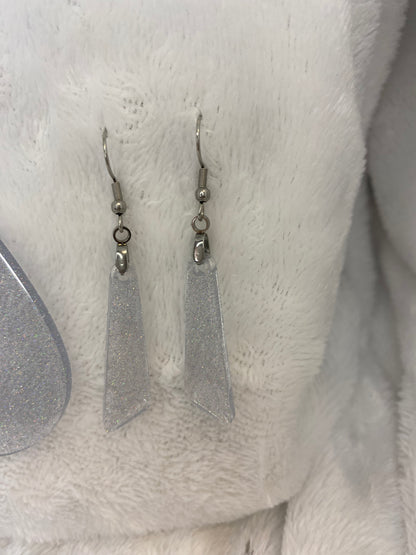 Holographic Silver Glitter Earrings