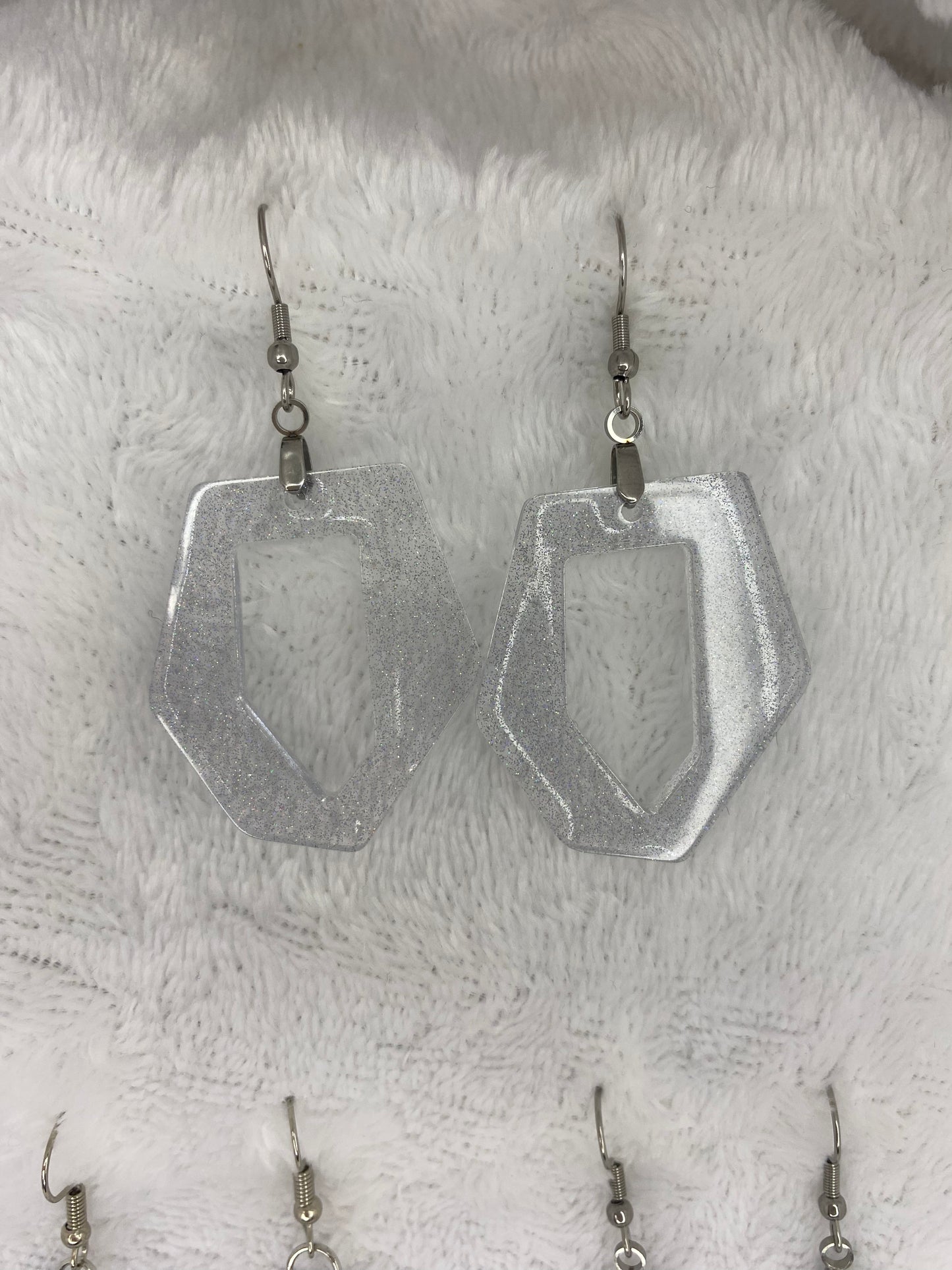 Holographic Silver Glitter Earrings