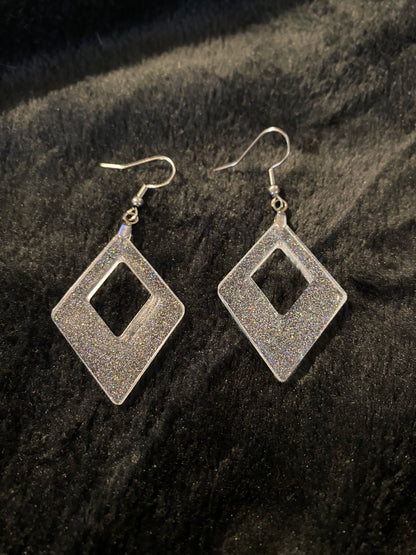 Holographic Silver Glitter Earrings