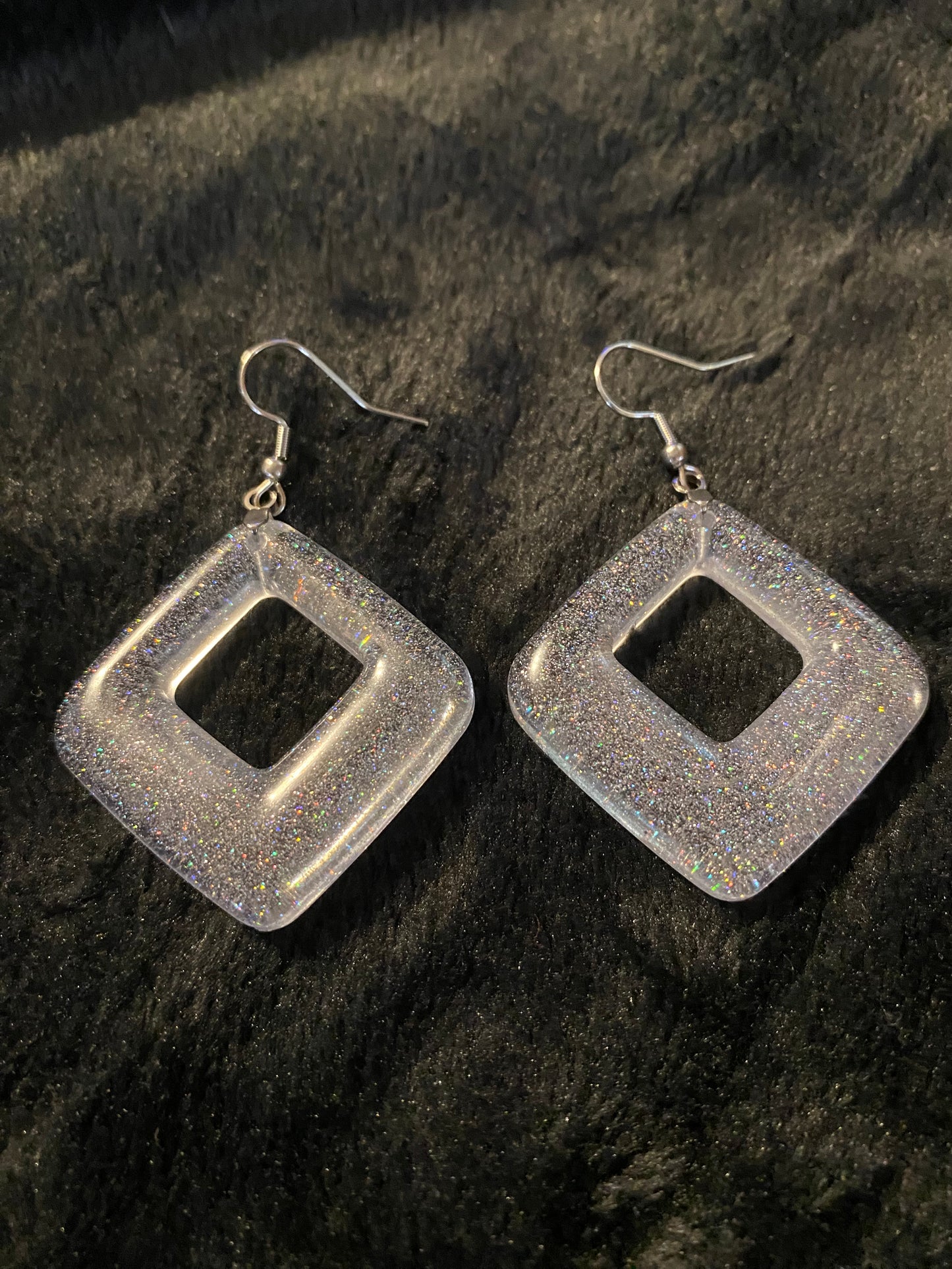 Holographic Silver Glitter Earrings