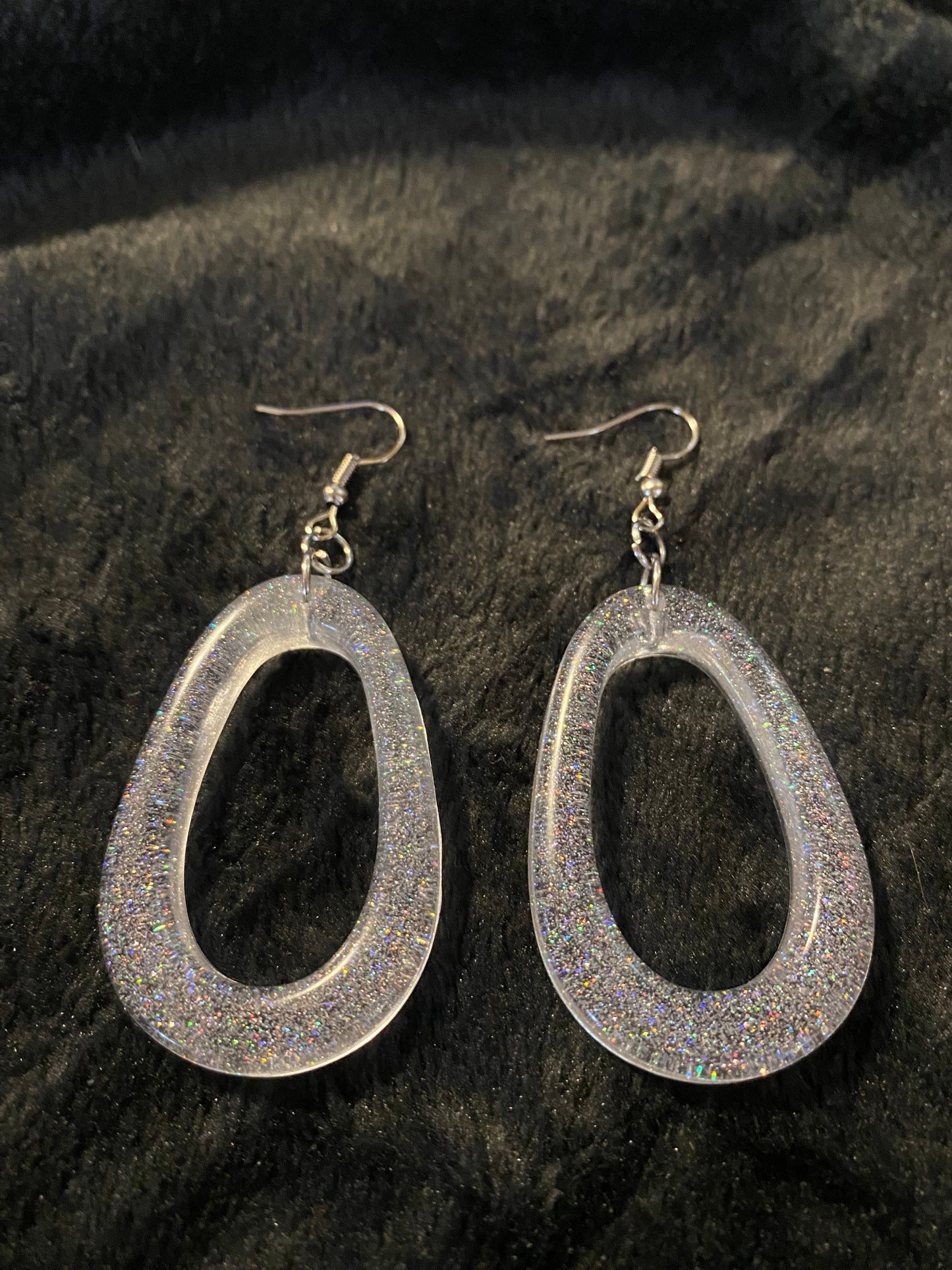 Holographic Silver Glitter Earrings