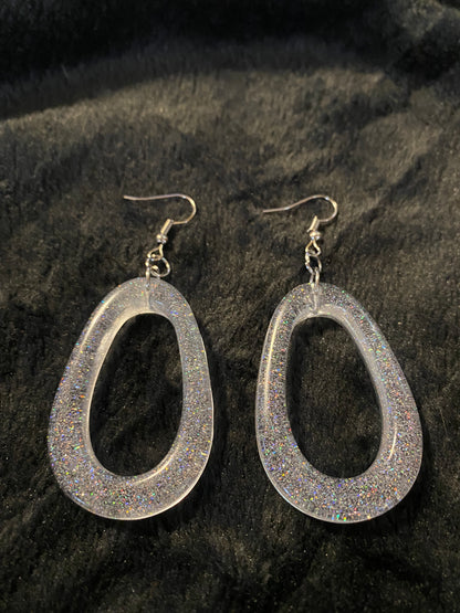 Holographic Silver Glitter Earrings