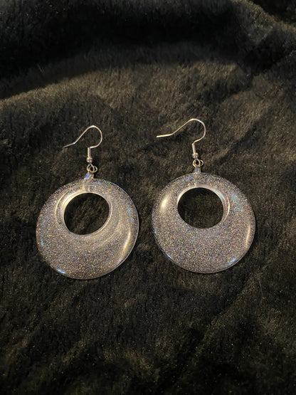 Holographic Silver Glitter Earrings