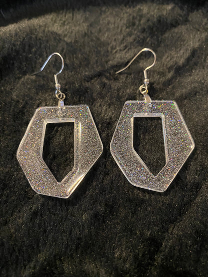 Holographic Silver Glitter Earrings