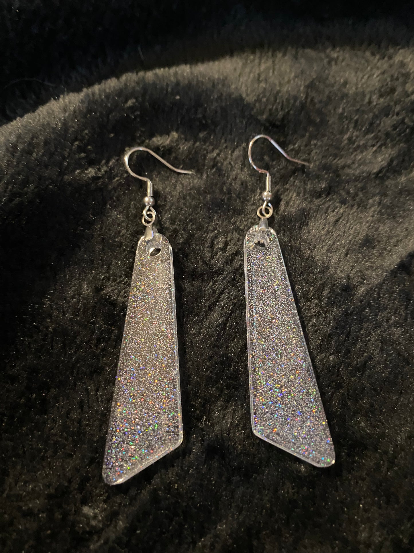 Holographic Silver Glitter Earrings