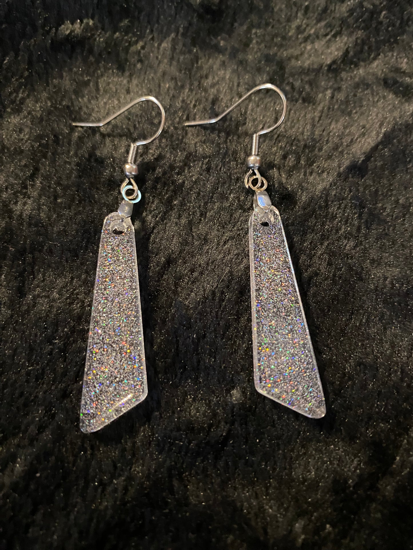Holographic Silver Glitter Earrings
