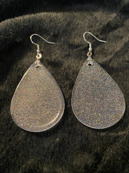 Holographic Silver Glitter Earrings