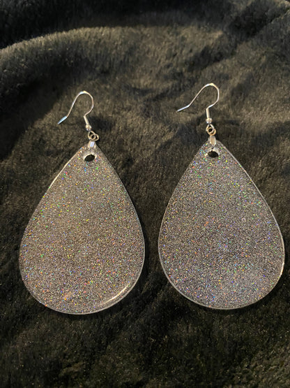 Holographic Silver Glitter Earrings