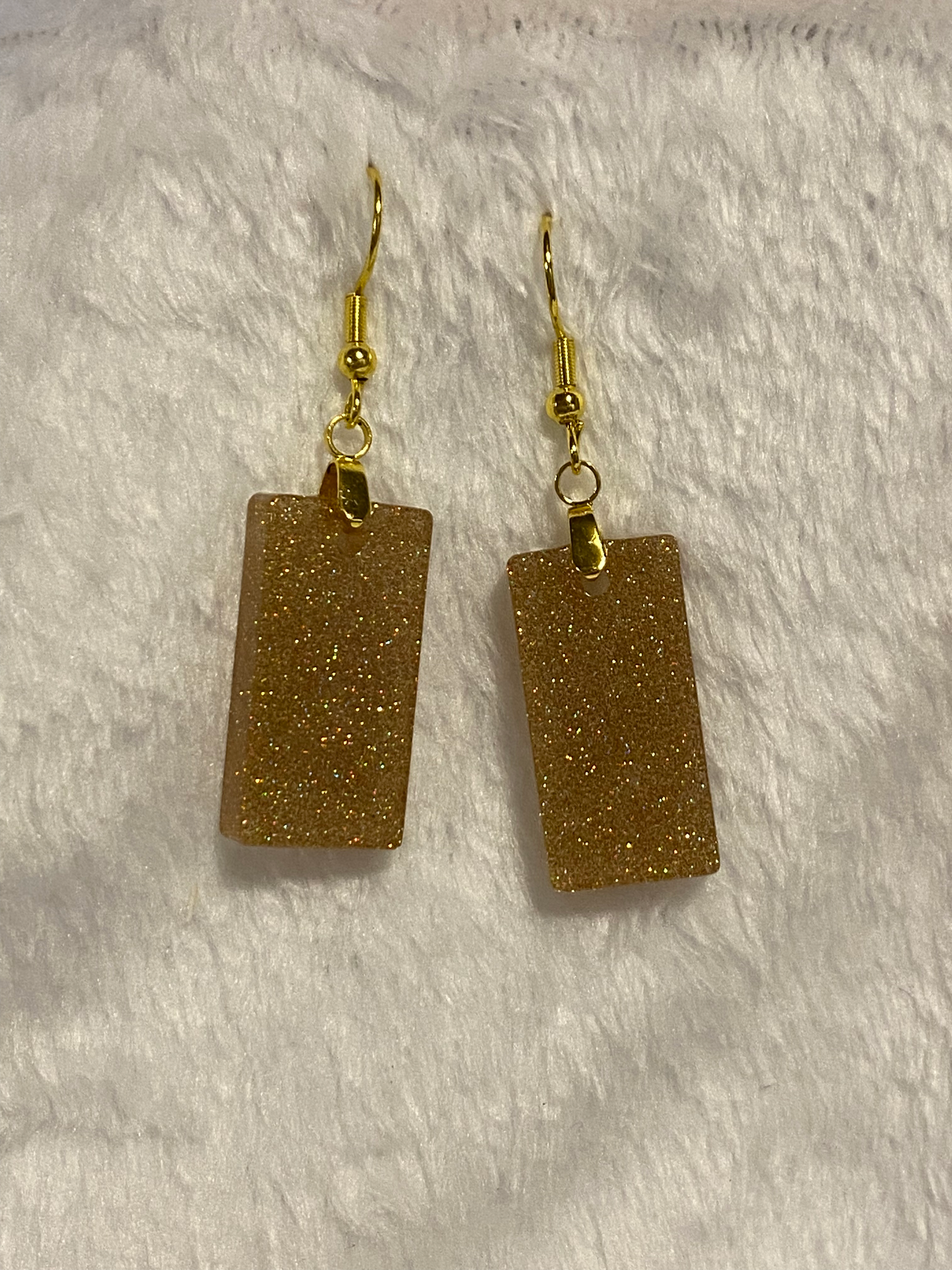 Medium Gold Fine Glitter Resin Earrings