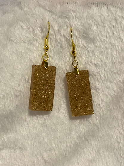 Medium Gold Fine Glitter Resin Earrings