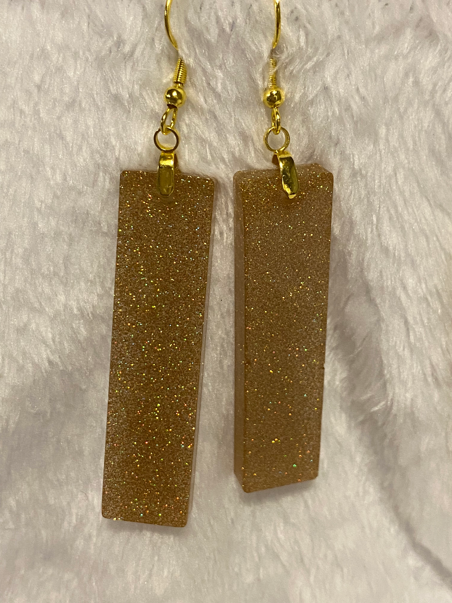 Extra Large Gold Fine Glitter Resin Earrings