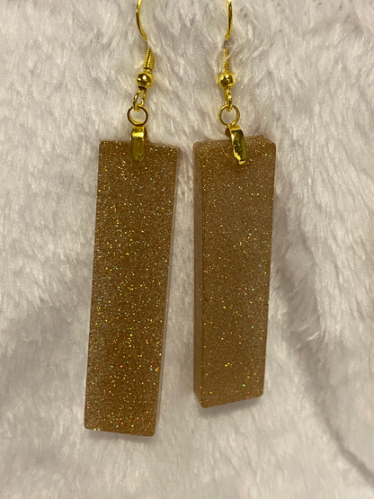 Extra Large Gold Fine Glitter Resin Earrings