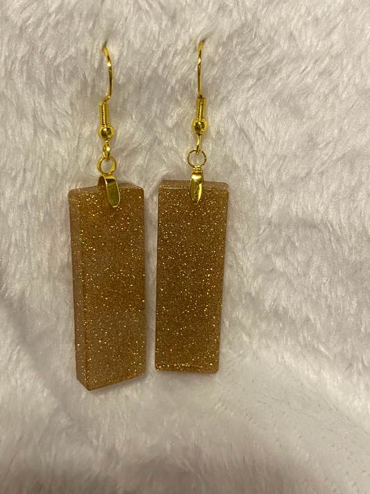 Large Gold Fine Glitter Resin Earrings