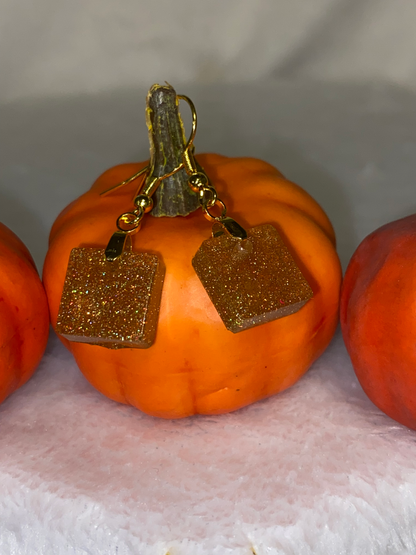 Small Gold Fine Glitter Resin Earrings