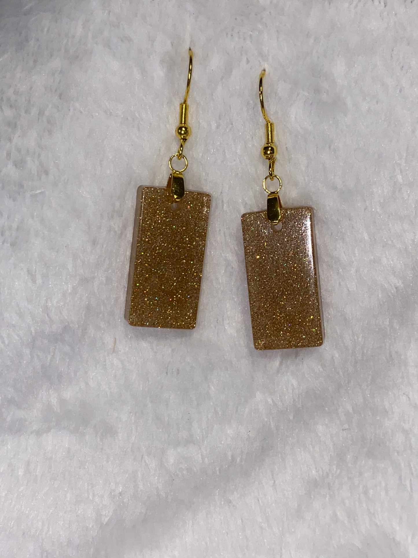 Medium Gold Fine Glitter Resin Earrings