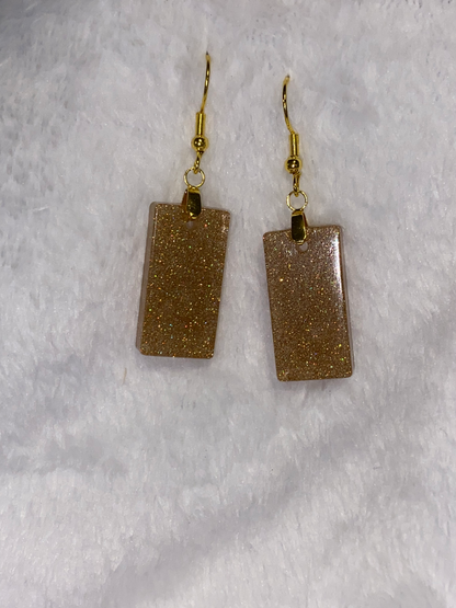 Medium Gold Fine Glitter Resin Earrings