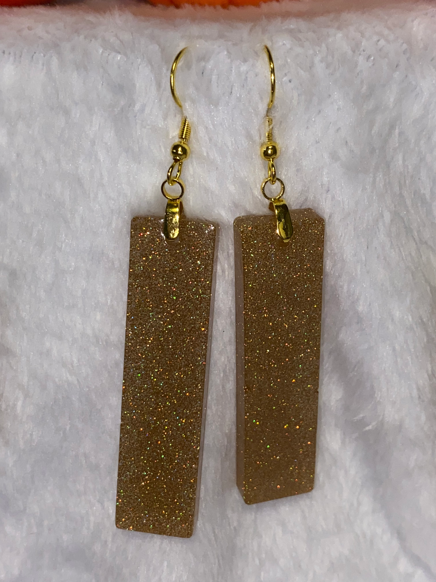 Extra Large Gold Fine Glitter Resin Earrings