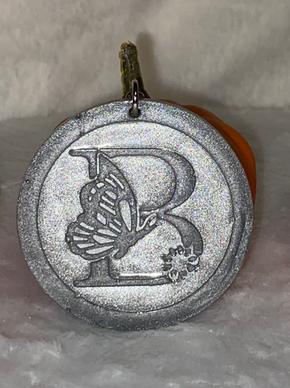 Round Letter/Symbol with Butterfly Keychains