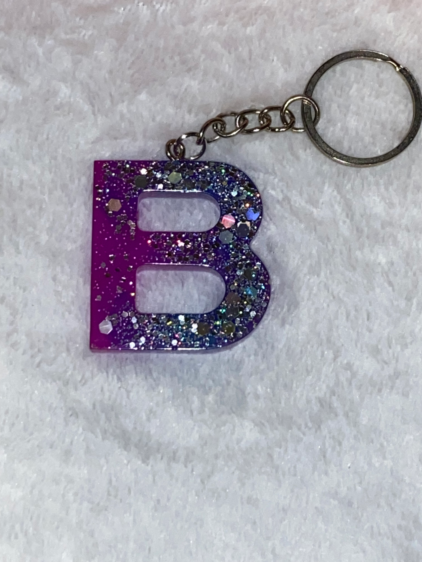 Basic Font Letter Keychains with Chunky Glitter