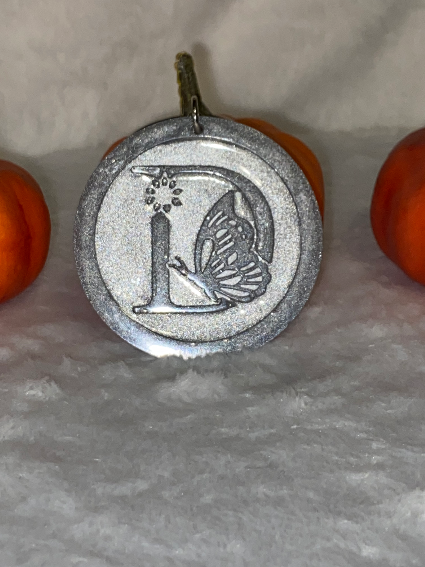Round Letter/Symbol with Butterfly Keychains
