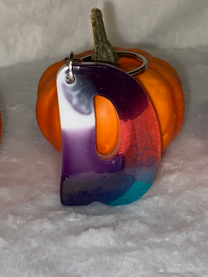 Multicolored Hippy Style Letter Keychains