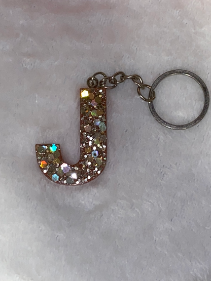 Basic Font Letter Keychains with Chunky Glitter