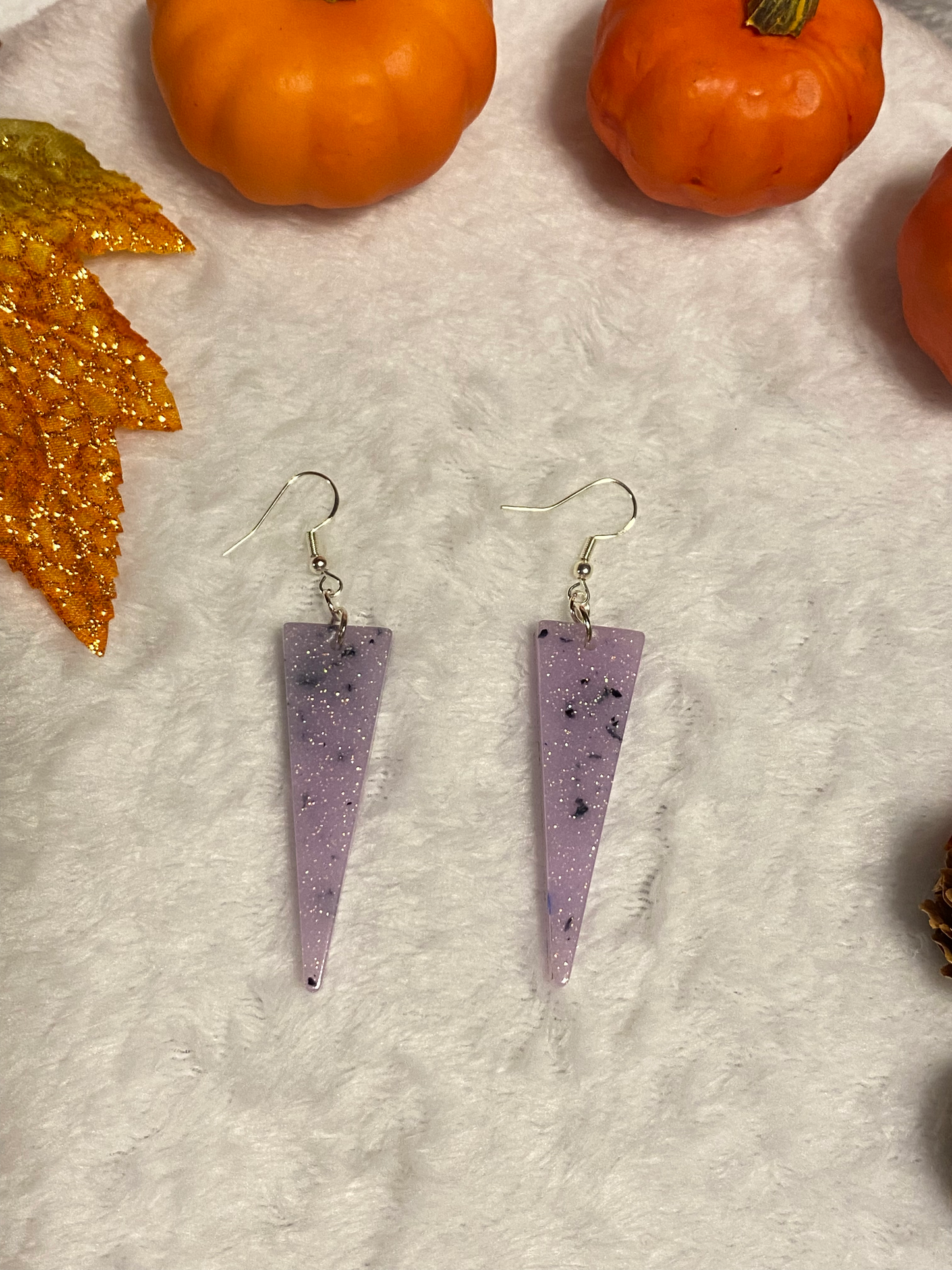 Large Light Purple with Chunky Foil Resin Earrings