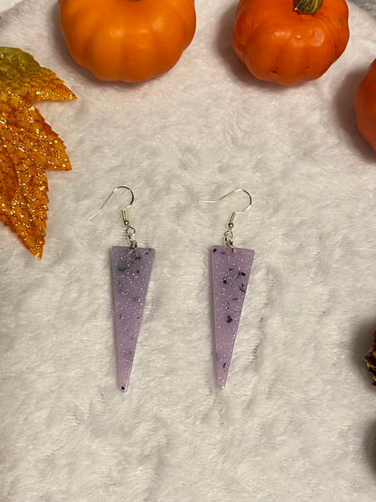 Large Light Purple with Chunky Foil Resin Earrings