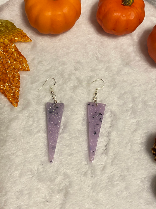 Large Light Purple with Chunky Foil Resin Earrings