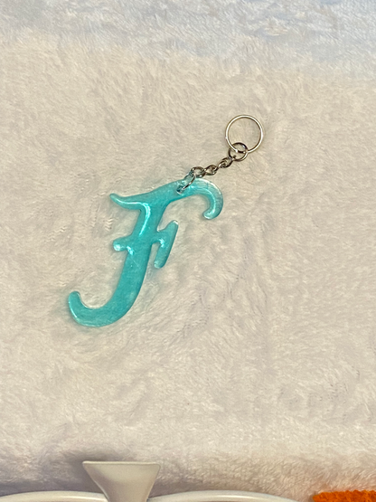Turquoise Fancy Letter Keychains