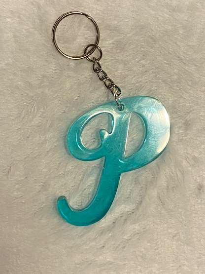 Turquoise Fancy Letter Keychains
