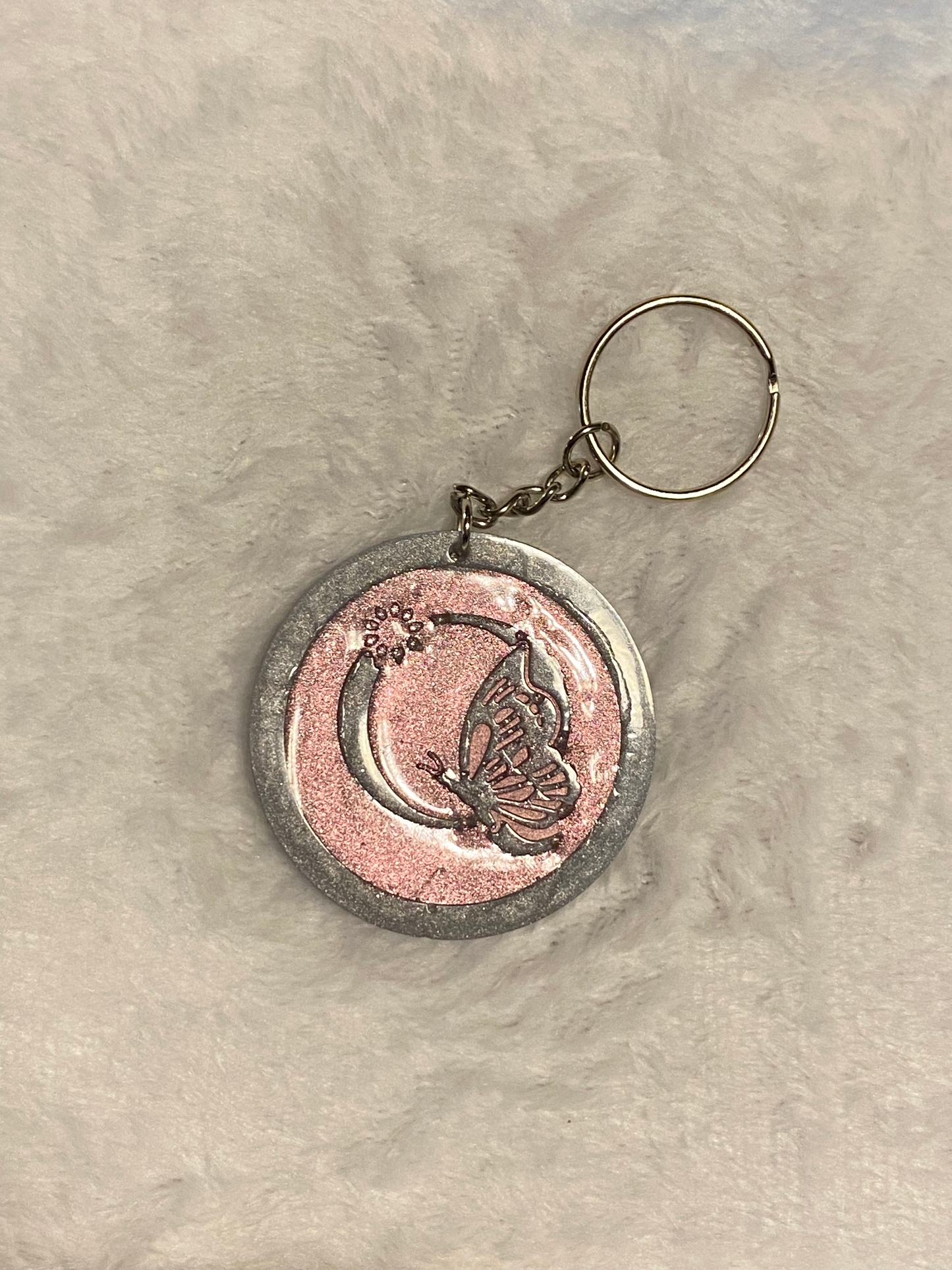 Round Letter/Symbol with Butterfly Keychains