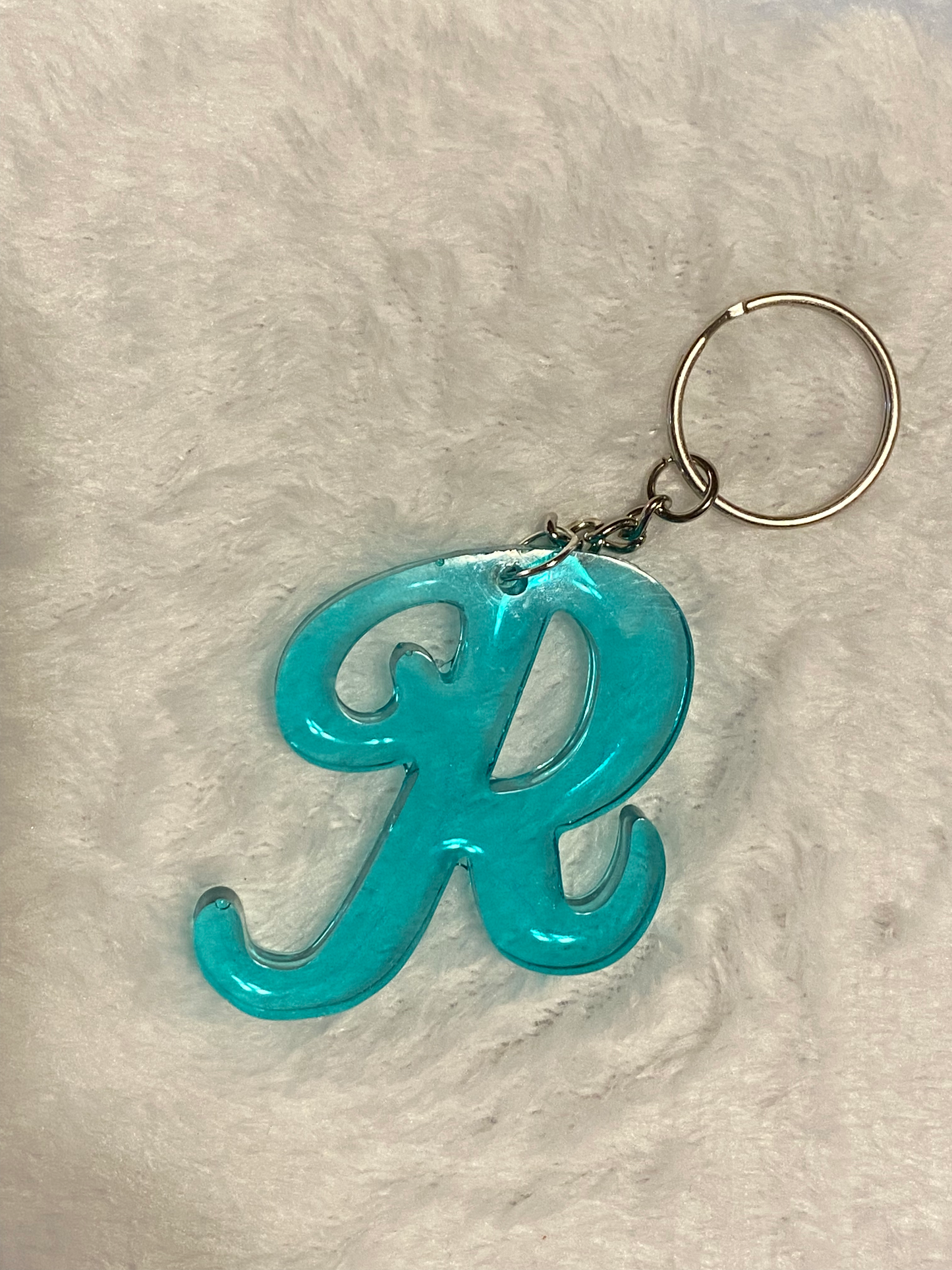 Turquoise Fancy Letter Keychains