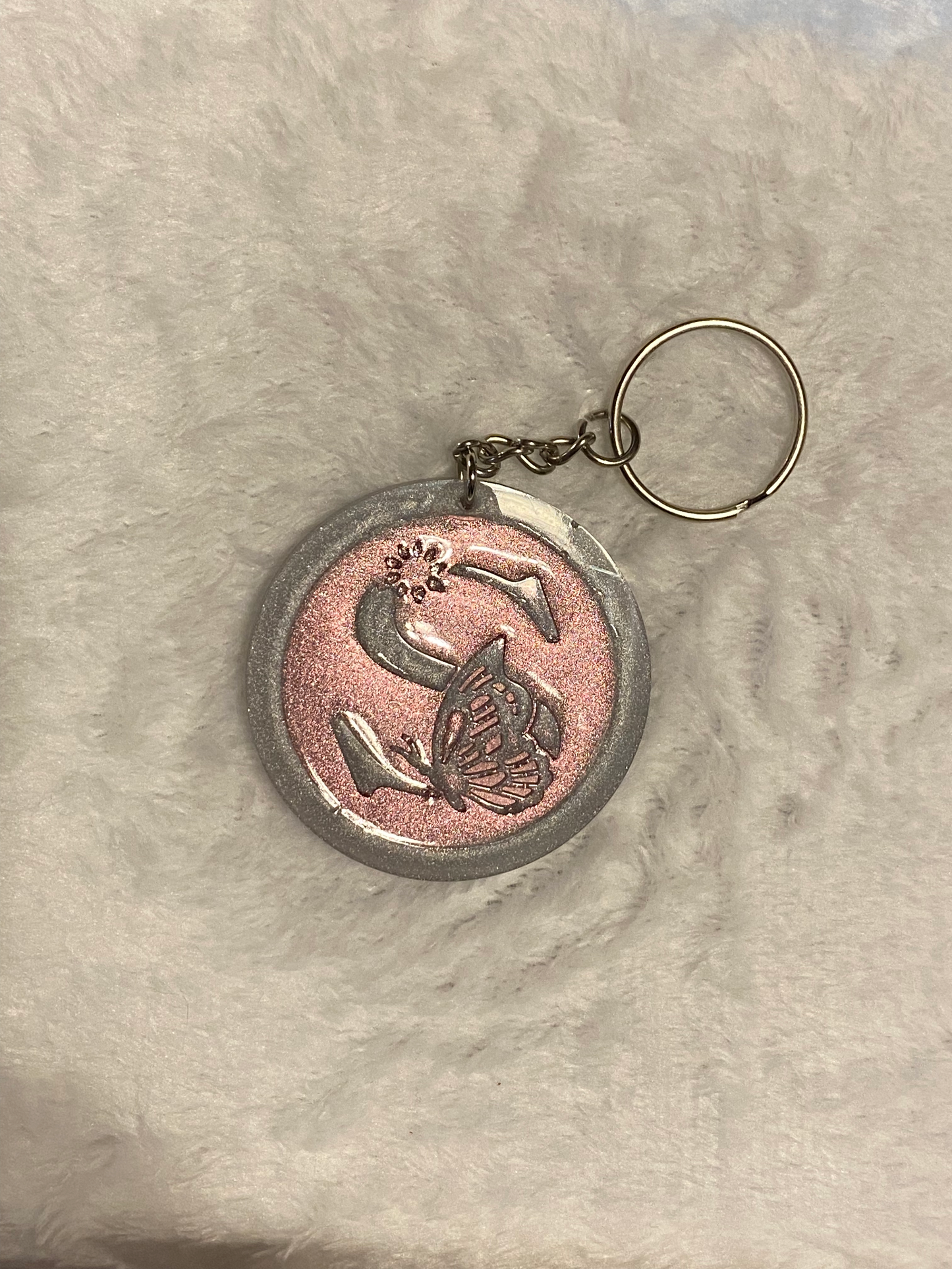 Round Letter/Symbol with Butterfly Keychains
