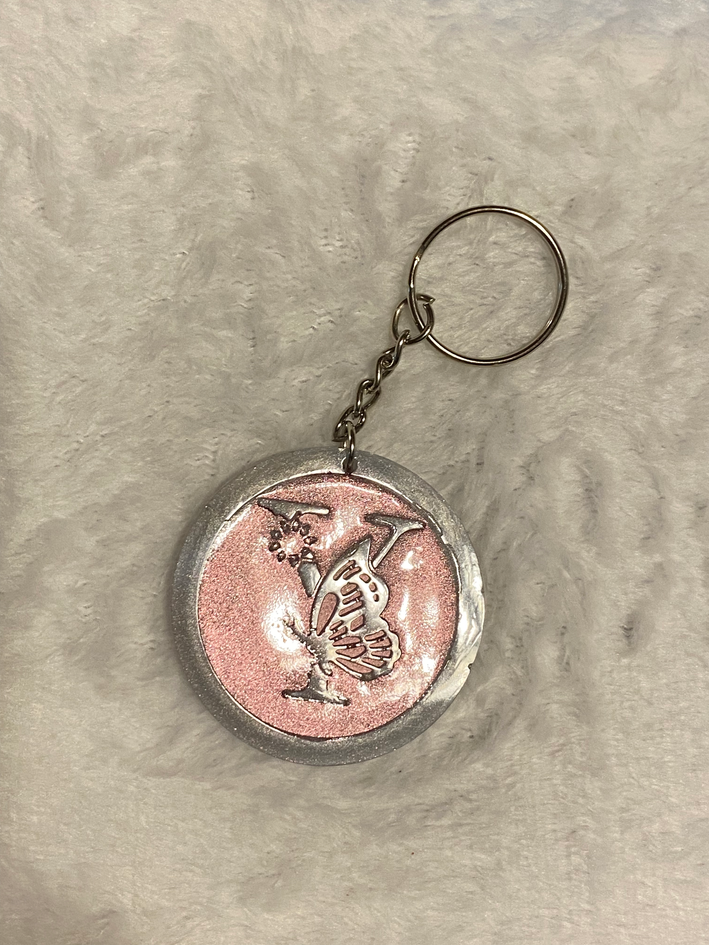 Round Letter/Symbol with Butterfly Keychains