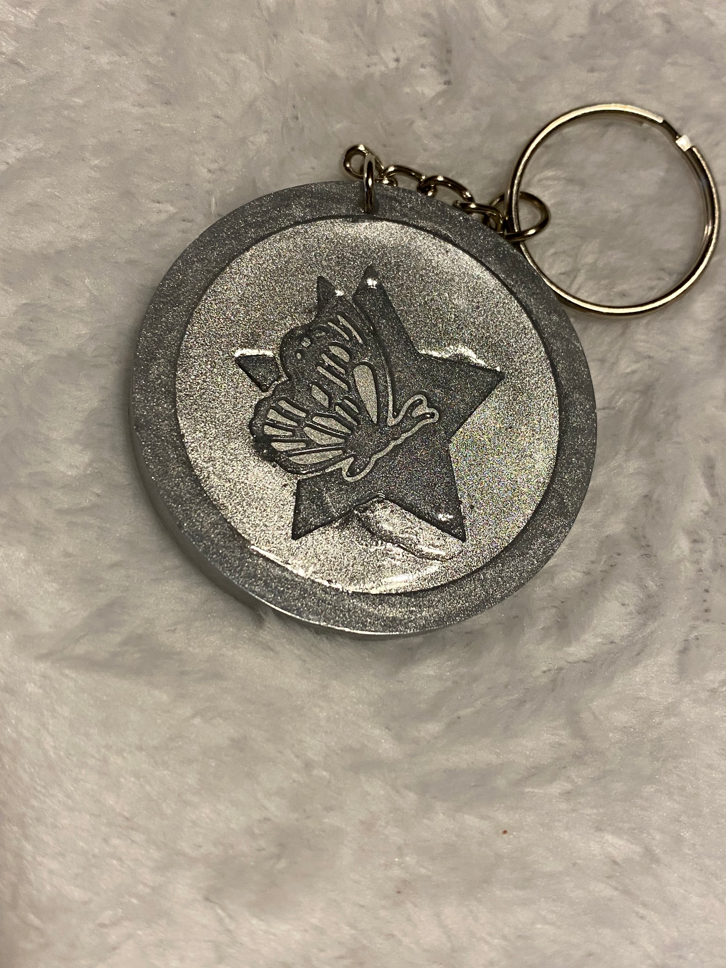 Round Letter/Symbol with Butterfly Keychains