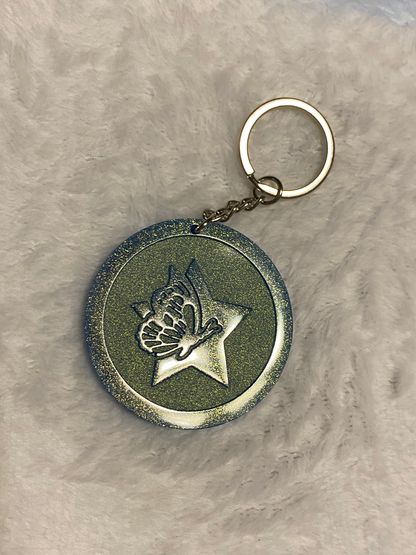 Round Letter/Symbol with Butterfly Keychains