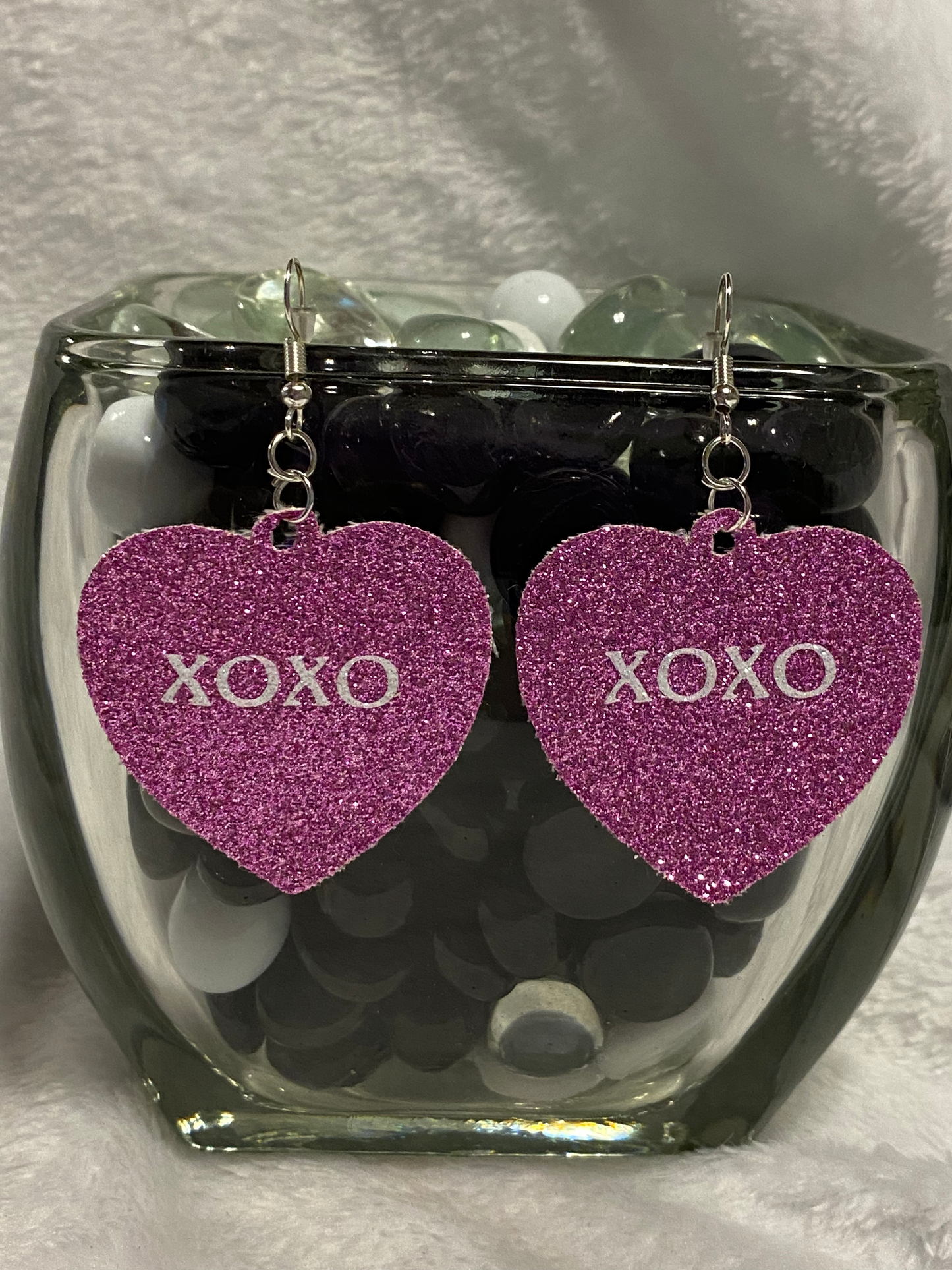 Faux Leather XOXO Heart Earrings