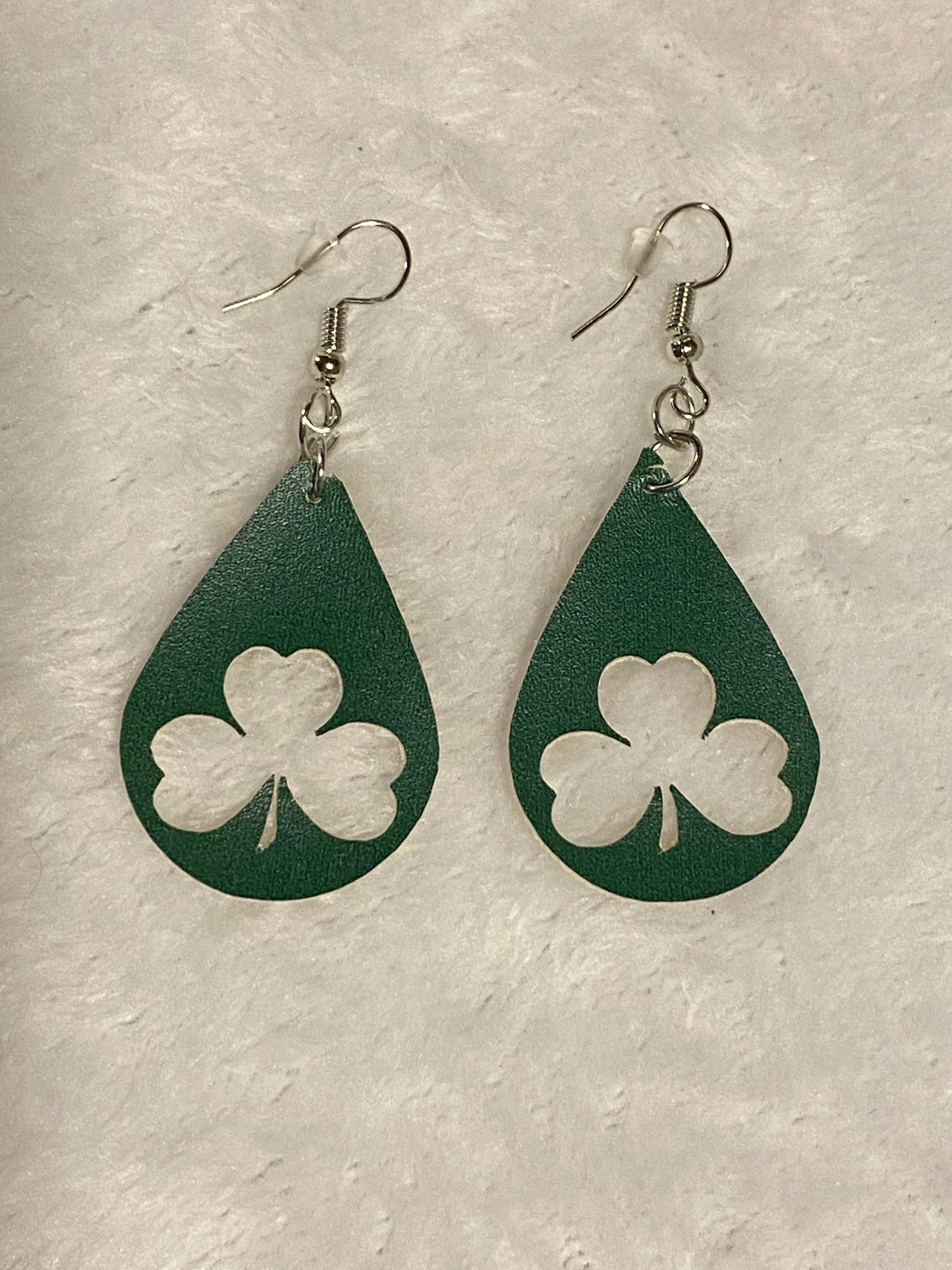Green 3 Leaf Clover Teardrop Earrings