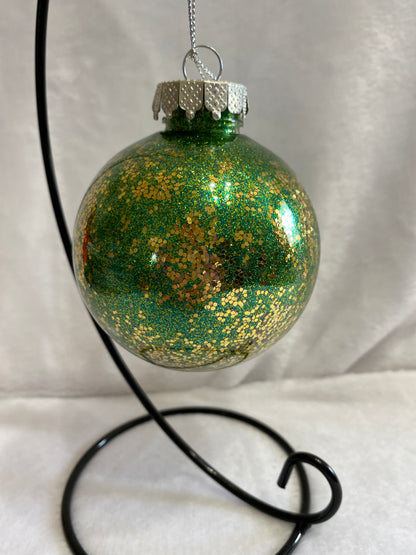 Green & Gold Glitter Christmas Ornament
