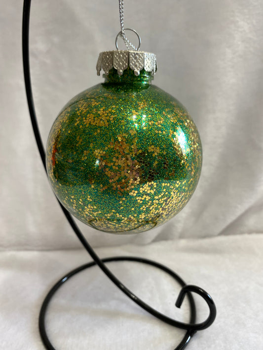Green & Gold Glitter Christmas Ornament